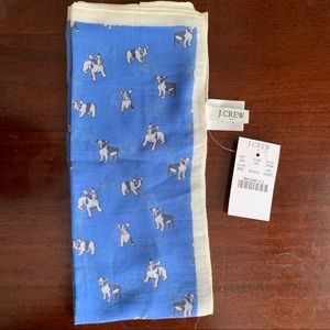 J. Crew Boston Terrier print scarf NWT 20” x 20”